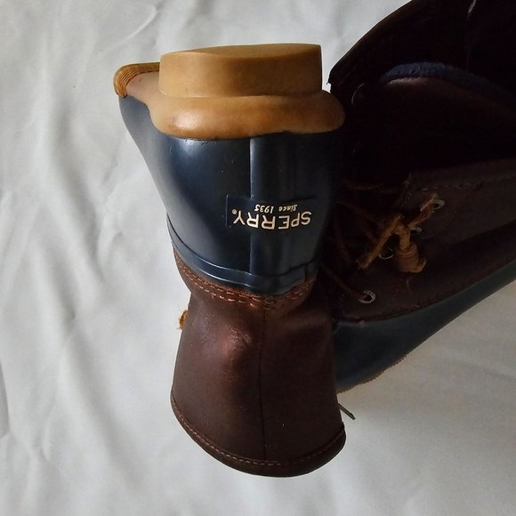 Sperry Women's Tan/Navy All-Weather Leather Saltwater Core Duck Boots Size 9M - Picture 13 of 16